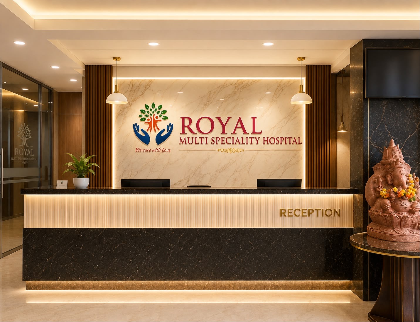 Reception and waiting hall at Royal Multispecialty Hospital